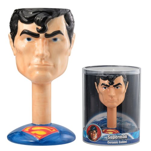 Superman Head Ceramic Molded Goblet